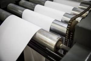 white paper in inkjet web feed at Kao Colliins