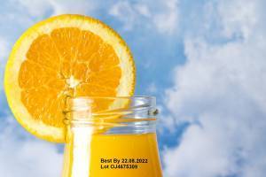 Bottled orange juice with expiration date